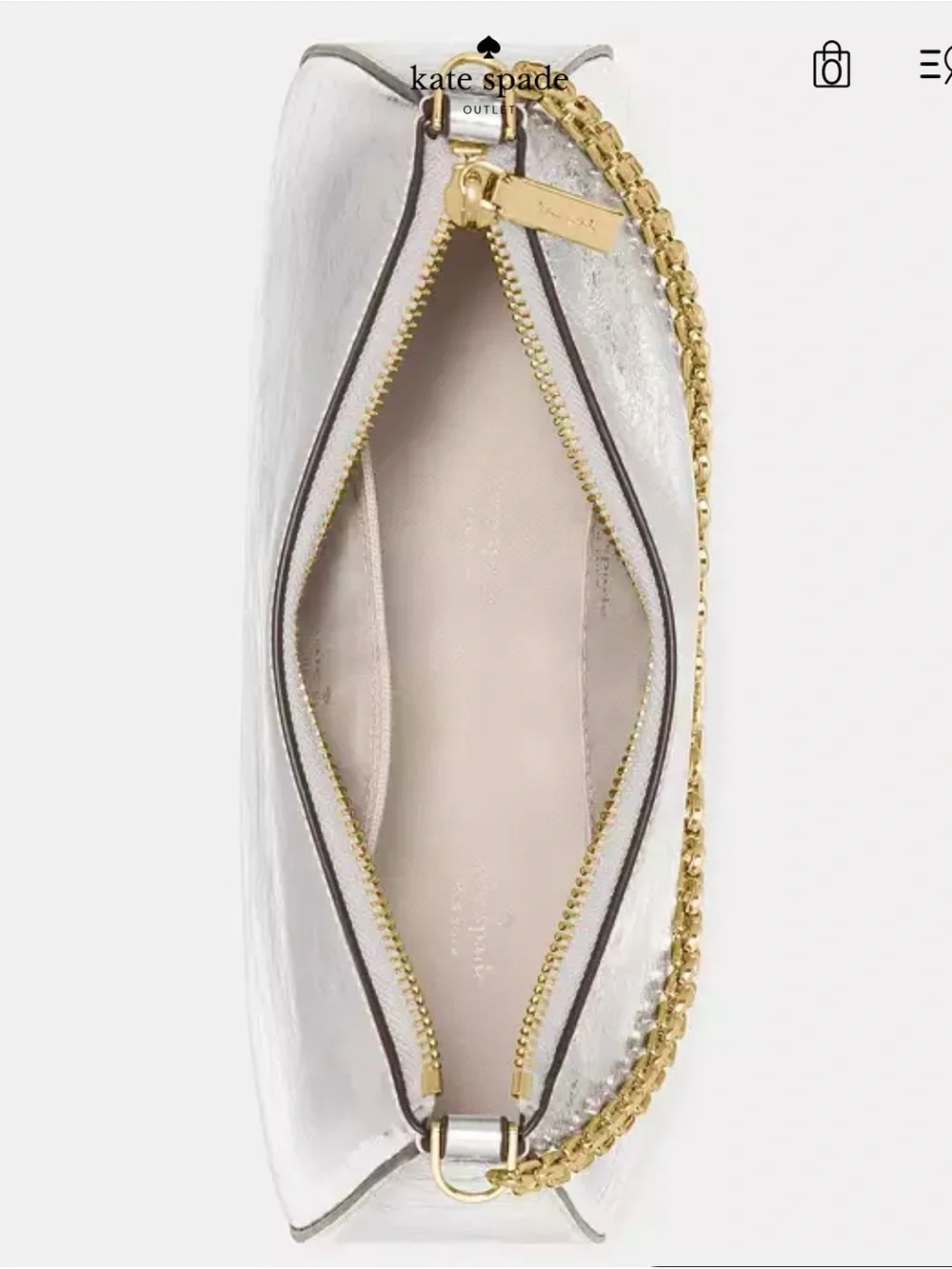 kate spade Silver Metallic Shoulder Bag with Gold Chain Strap